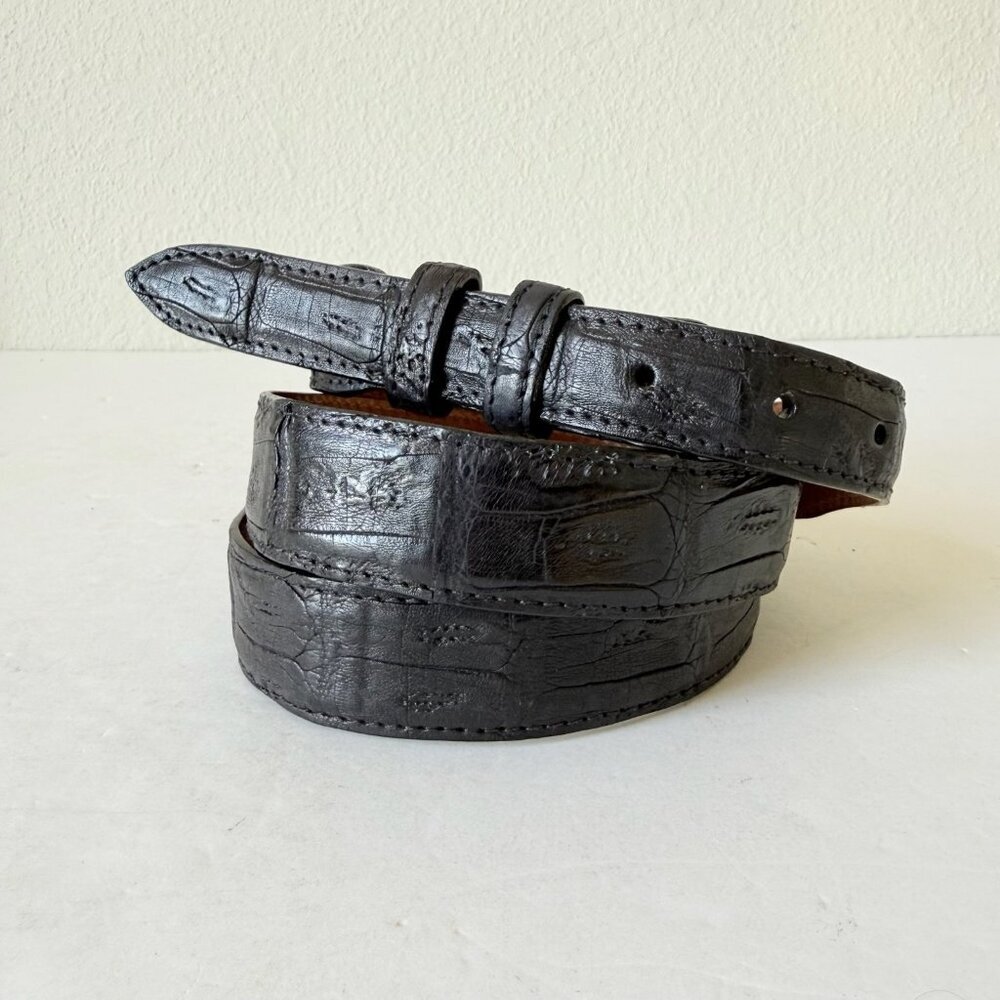 Rod Patrick Boots Mens Western Belt 1.5 In Taper Genuine Black Caiman Leather 44